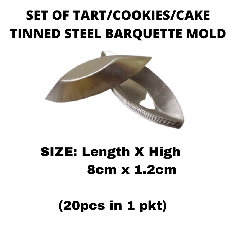 3X SET OF TART/COOKIES/CAKE TINNED STEEL BARQUETTE MOLD gallery