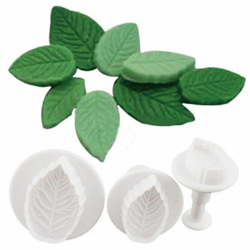 3 Pcs Leaves Plunger Cake Decorating Tool Fondant New