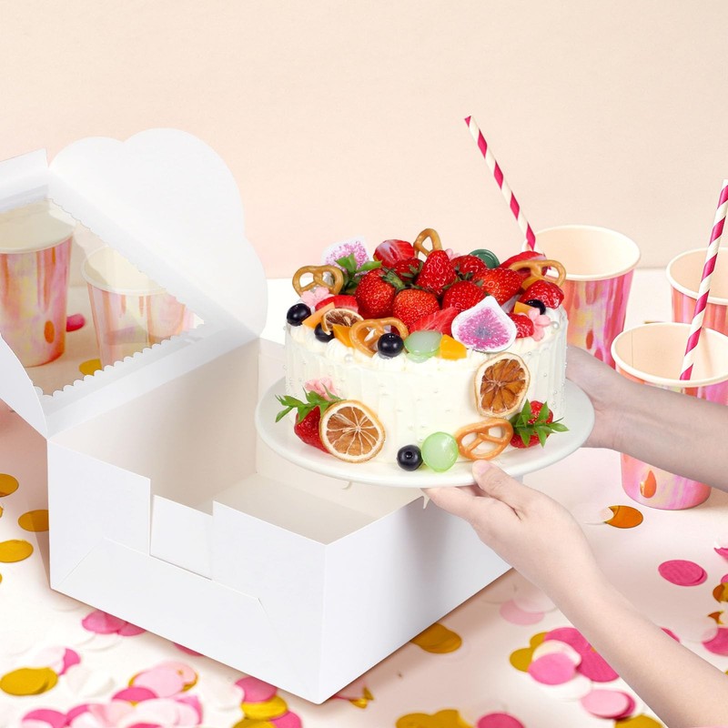 20 PCS 10 Inch Cake Boxes Window 10x10x5 Inch White Bakery Pastry Container gallery