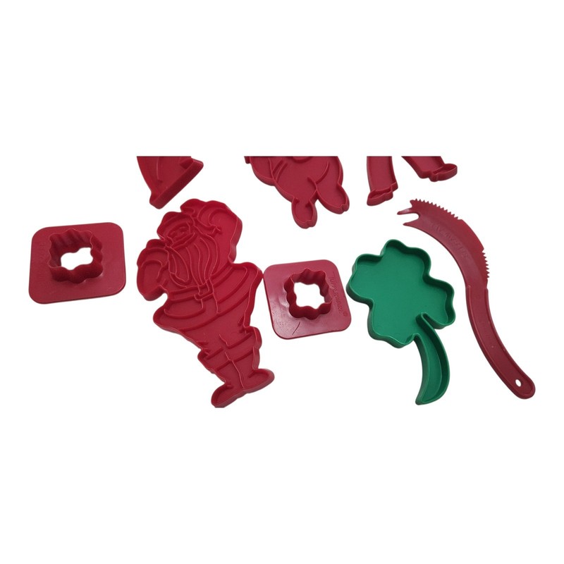 Vintage Tupperware Cookie Cutters Holiday Santa Shamrock Bunny Pig 8pc Lot gallery