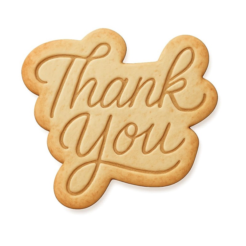 Calligraphy Thank You Logo Cookie Cutter & Stamp, Fondant & Clay Cutter – 4×3.7″