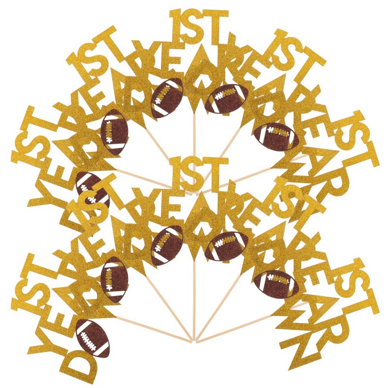 20 Pcs Rugby Ball Cupcake Toppers Baby Shower Boy Decorations Football