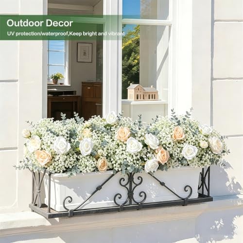 156PCS Mixed Eucalyptus Stems with Baby's Breath Greenery & Silk Roses | gallery