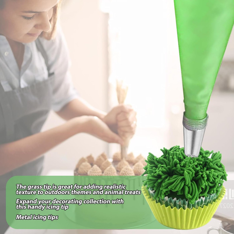 3 PCS Grass Piping Nozzle, Stainless Steel Grass Nozzles for Cake Decorating Ici gallery