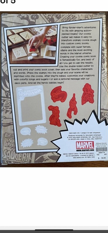 Williams Sonoma Marvel Comics Cookie Cutter Set Spider Man Comic Book NIB gallery
