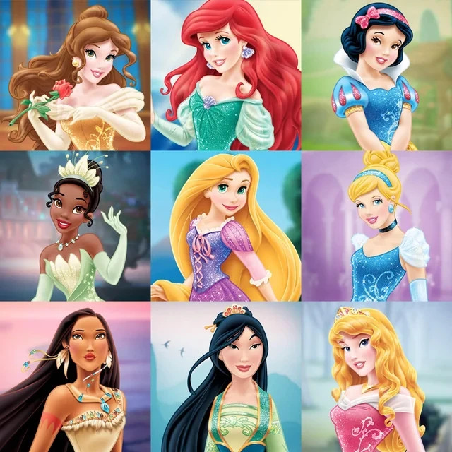9 count Princess Edible Image squares, Wafer paper, FOR FRAMES, cut to size