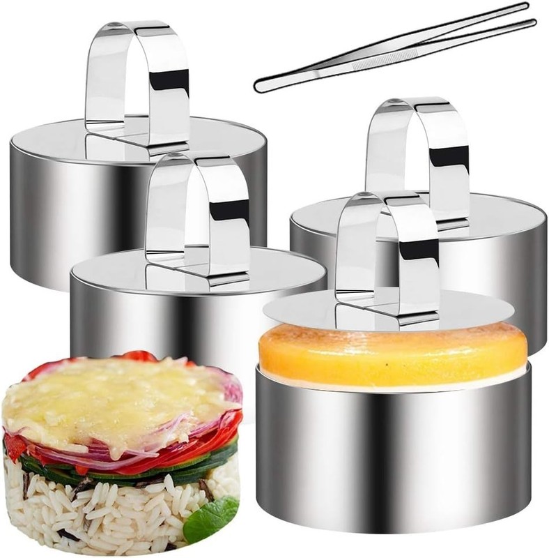 4 Pack Food Presentation Rings Stainless Steel Cake Rings Mold Small Baking R…