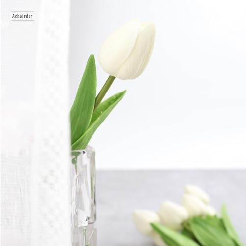 pcs Tulips Artificial Flowers, Artificial Latex Real Touch Tulips 30 White gallery