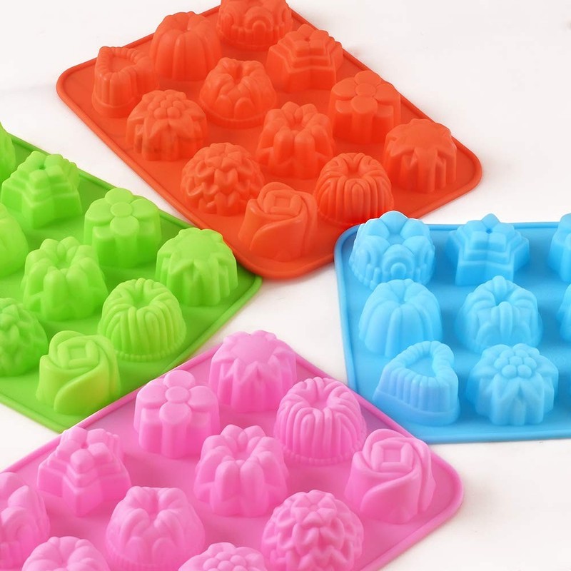 Flower Heart Shape Chocolate Silicone Mold, 4 Packs 12 Cavity Candy Baking Mo... gallery