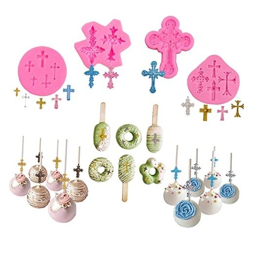 4 Pcs Small Chocolate Molds Baptism Cake Decorations Cross Cake Candy gallery