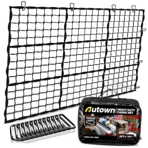 Cargo Net for Pickup Truck Bed - Stretchable 5' x 7' to 10' x 14' with 4" x 4"