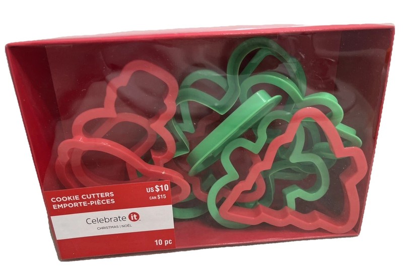 Christmas Cookie Cutters 10 pc Various Shapes Celebrate It New in Box See Desc