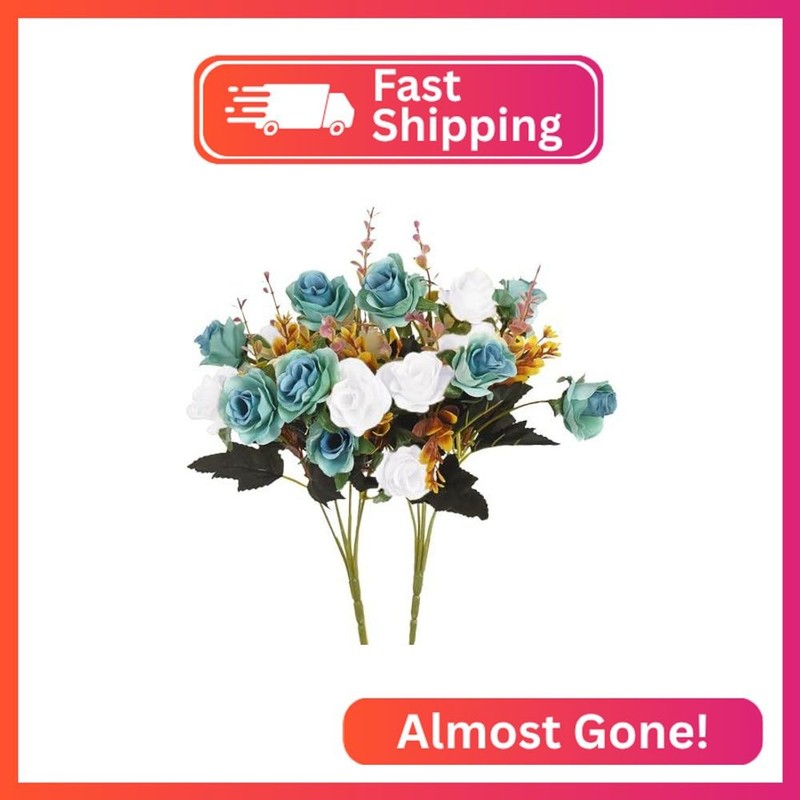 MOOMASS Artificial Flowers,2 Packs of Artificial Roses.24 Little Rose Silk Flowe