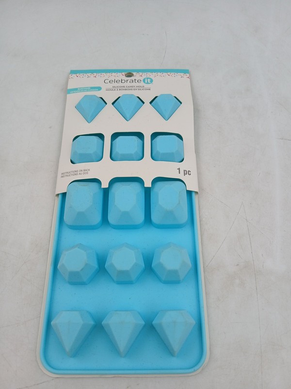 Celebrate It Silicone Candy Mold Blue Small Gem Shape 15 Cavity Tray Baking