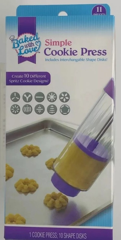 Baked With Love Simple Cookie Press With 10 Different Spritz Designs Baking