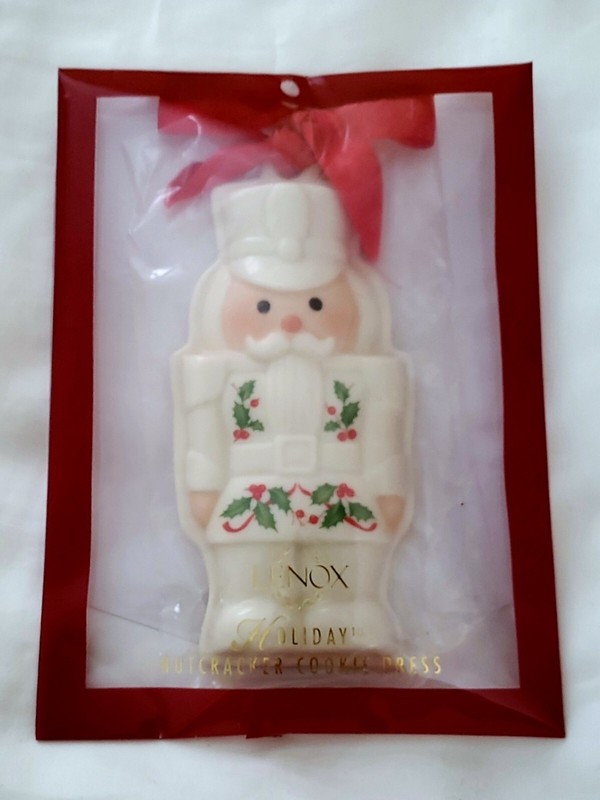 New LENOX Cookie Press Ornament Nutcracker Red Ribbon for Hanging Christmas gallery