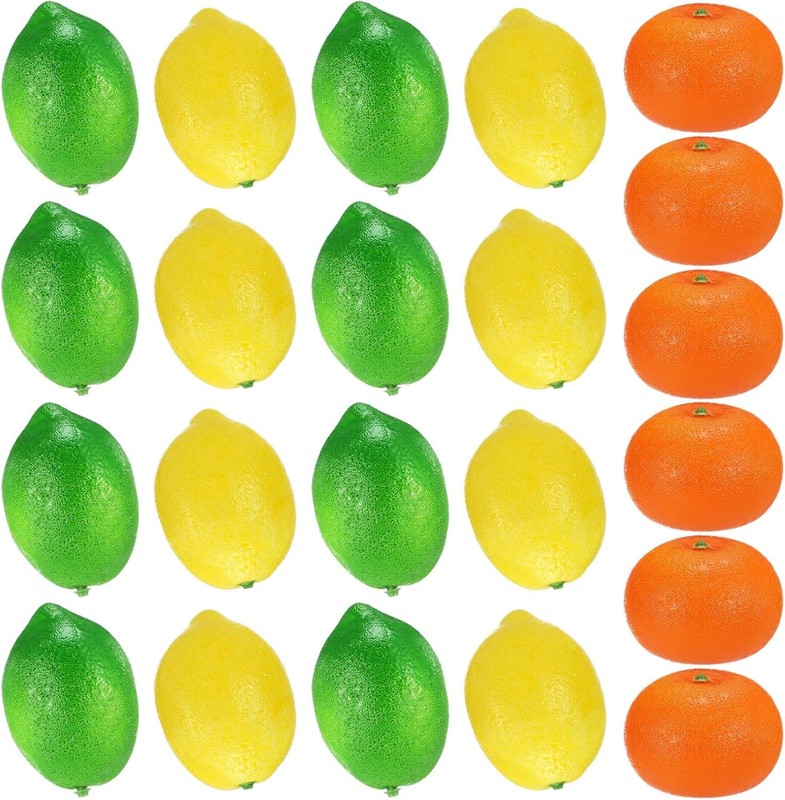 Suna 22 Pcs Fake Orans Artificial Fruits Vivid Green and Yellow