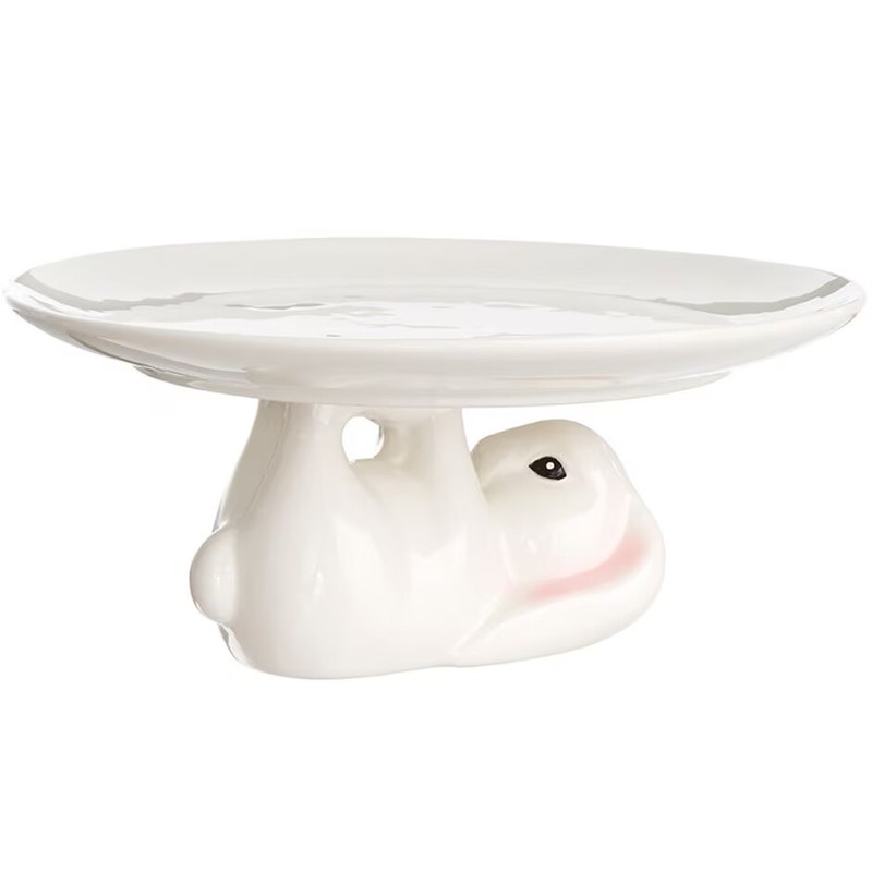 Easter Bunny Rabbit Cake Stand Ceramic Cupcake Centerpiece Spring Table Decor gallery
