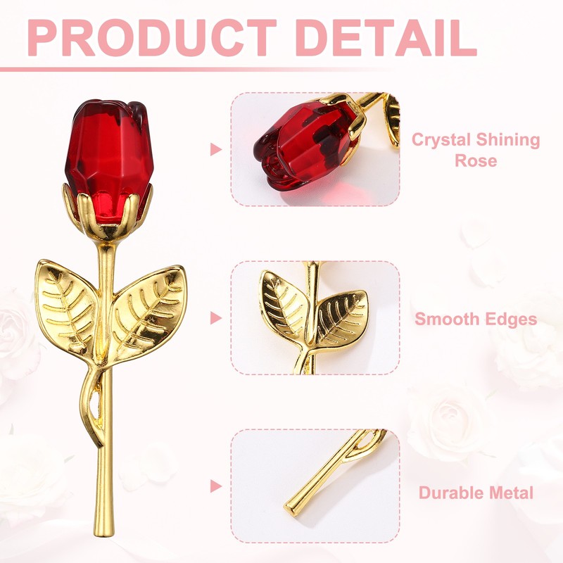 Mini Crystal Rose with Box Romantic Crystal Rose Red&Gold, gallery