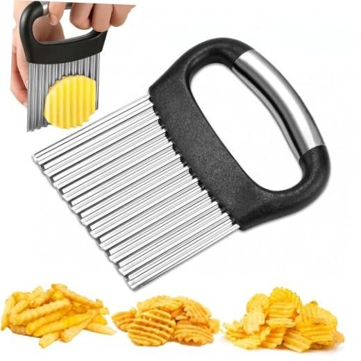 Crinkle Cutter, Stainless Steel, Black | For Veggies, French Fry Cutter, For