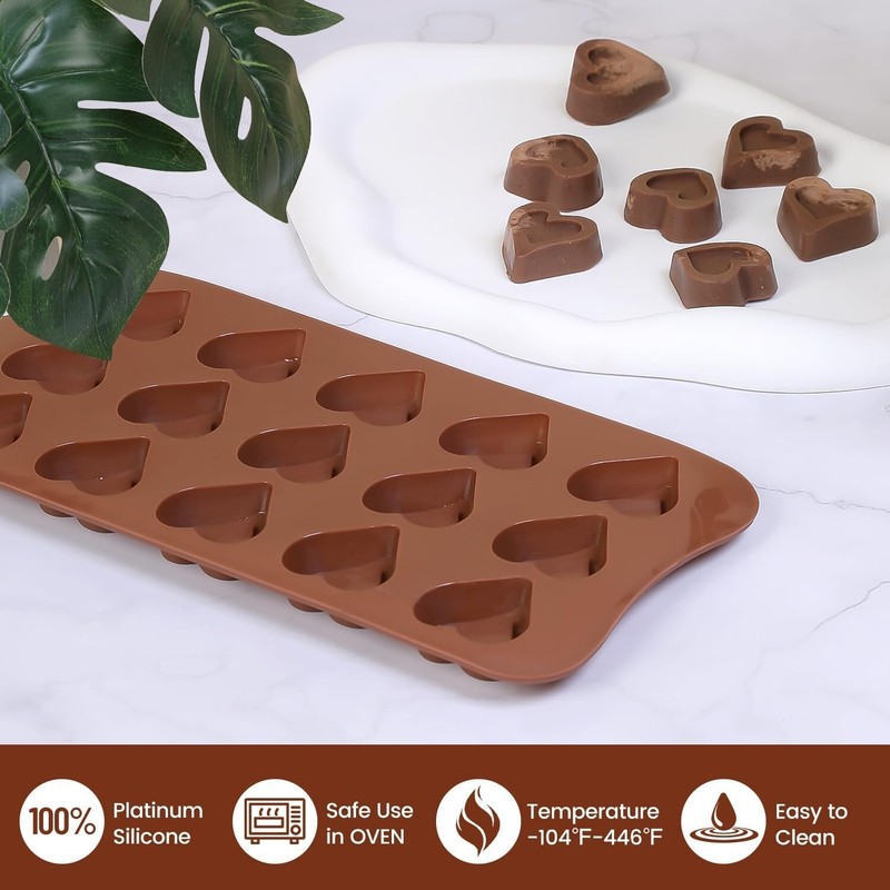 2PACK Heart Peach Break Apart Chocolate Silicone Deep Molds Non-Stick Food Grade gallery