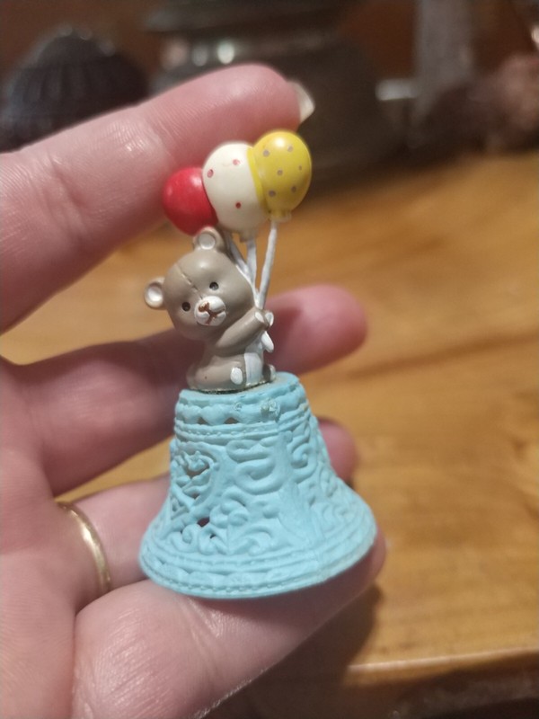 Vintage 1980s plastic birthday cake topper teddy bear with balloons. Unisex gallery