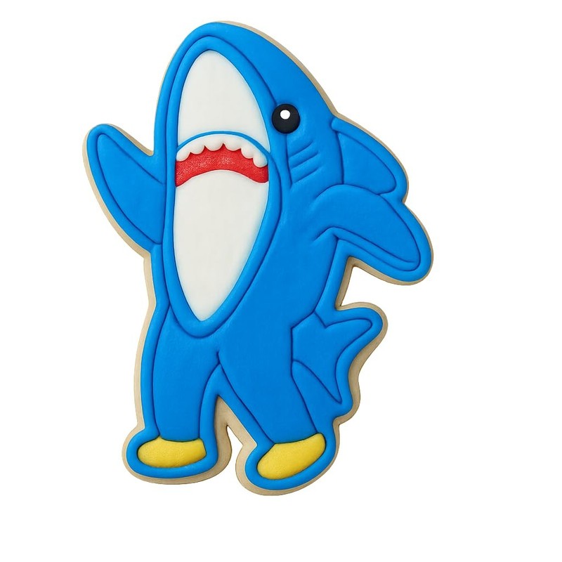 Inflatable Shark Costume Cookie Cutter & Stamp – 4×2.7″ Fun Party Baking