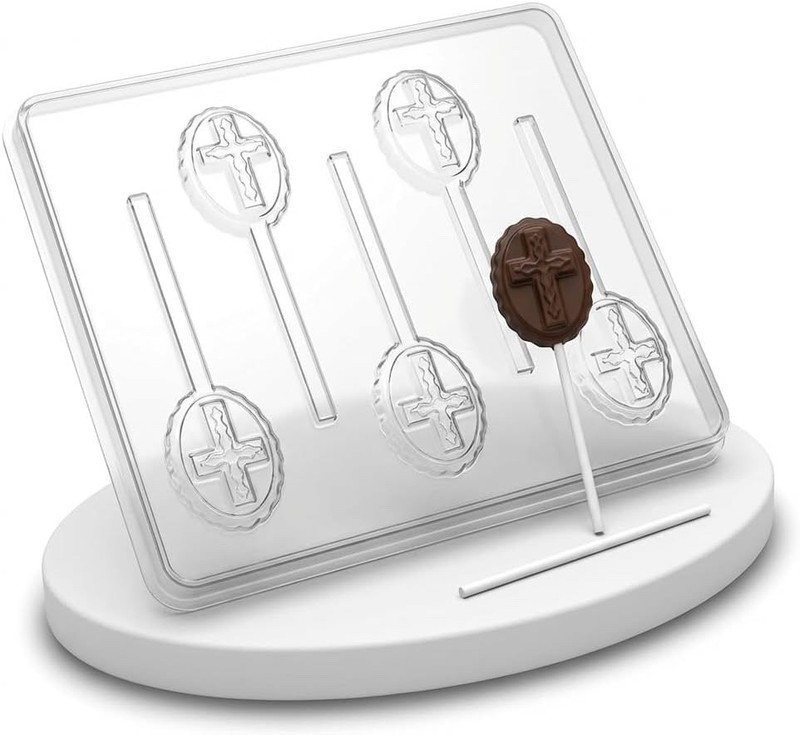 Cross on Oval Lollipop Chocolate Candy Mold 405 NEW gallery