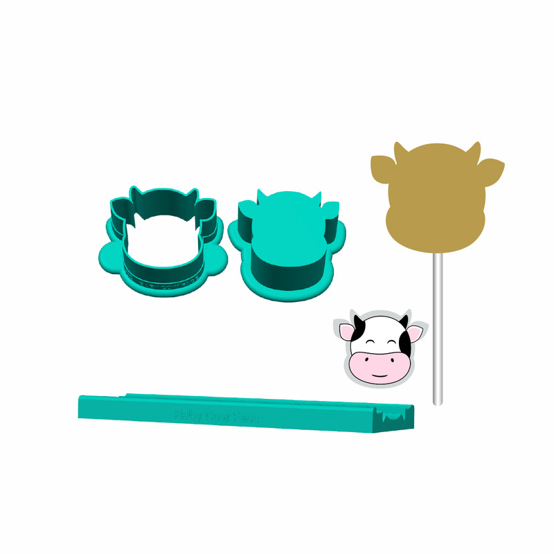 Baby Cow Face Cake Pop Mold |Deluxe Cutter, Popper, and Tray Option