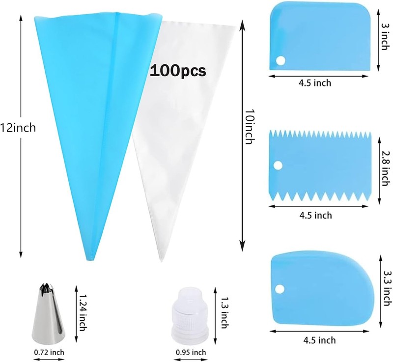 14 inch Pastry Bags and Tips Set 124 pcs With 1 Reusable Piping Bags, 2 Coupl... gallery