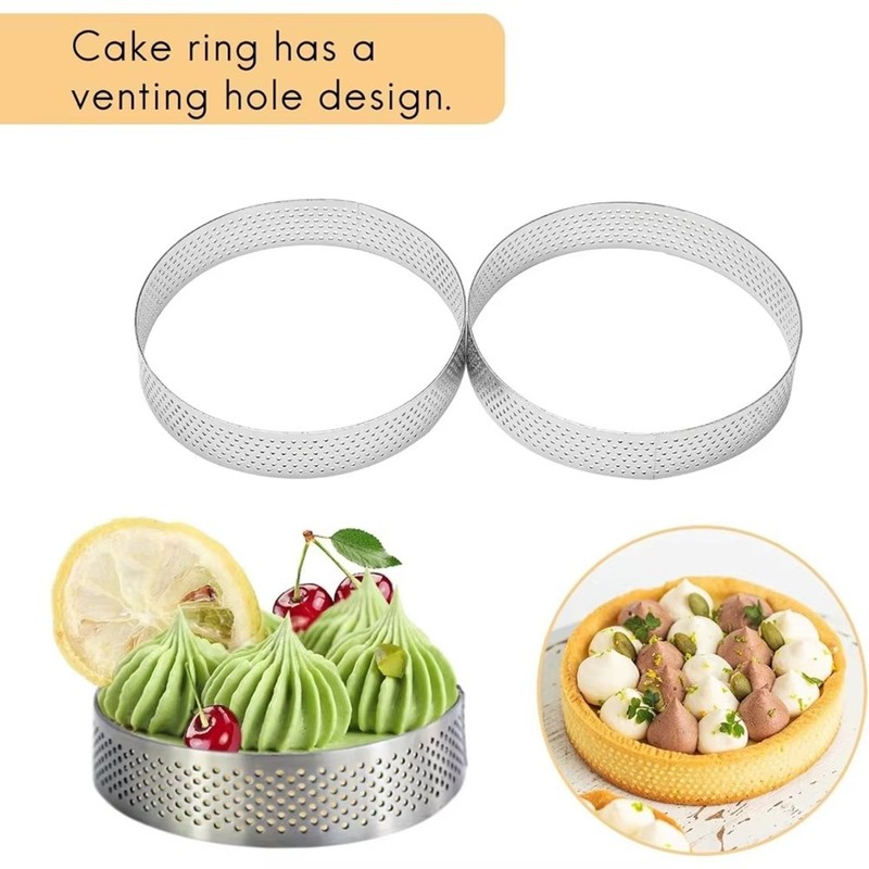 5Pack 20cm Circular Tart Rings with Holes Stainless Steel Fruit Pie Quiches4584 gallery