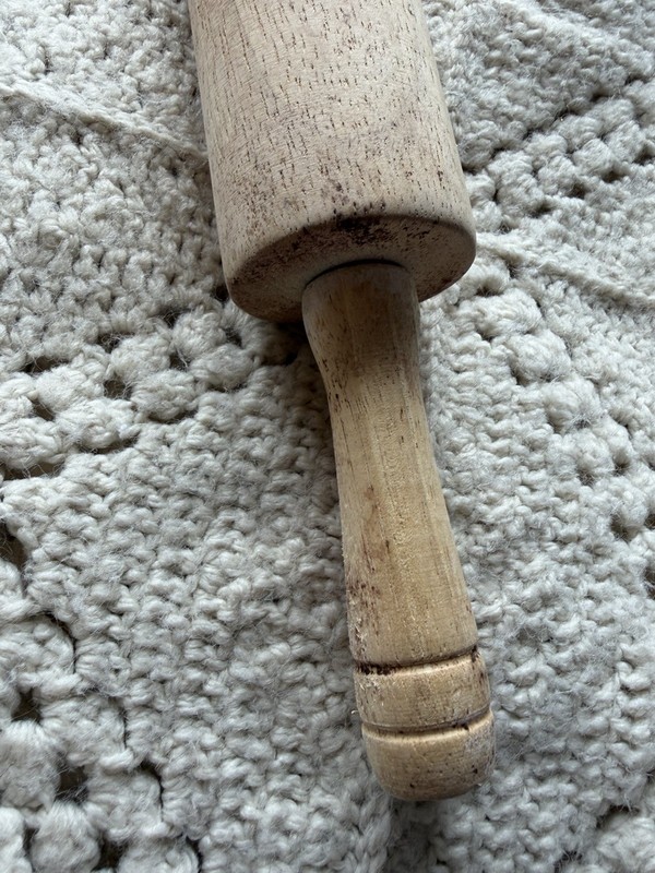Wood Plain Rolling Pin With Handles Brown Solid/Plain vintage see pictures gallery
