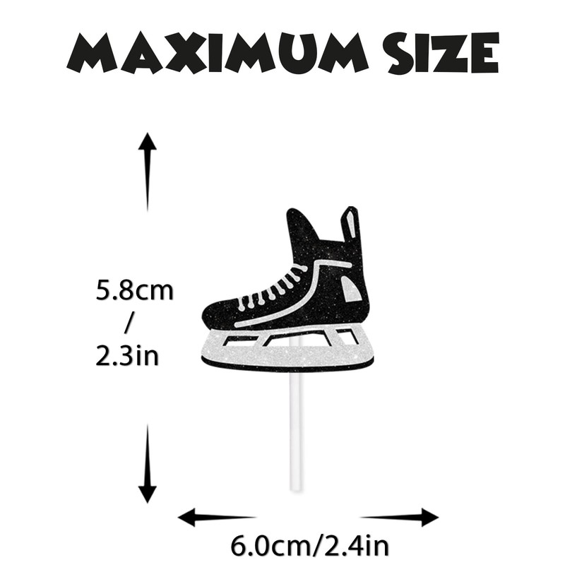 18pcs Black Glitter Ice Hockey Athletes Dessert Cupcake Topper 6 Years gallery