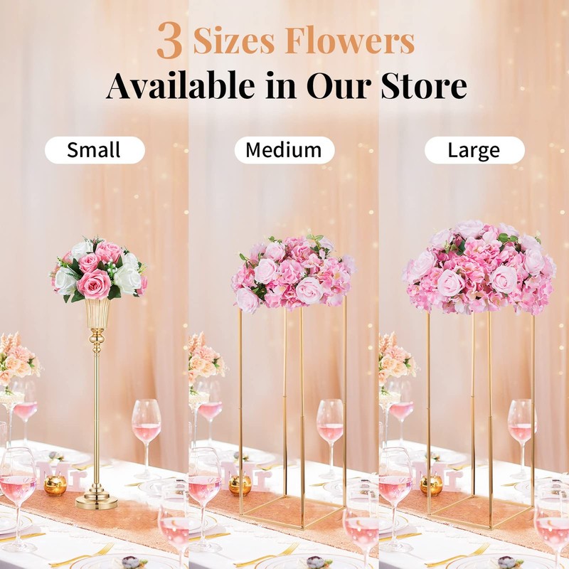 NUPTIO 2 Pink 14.2" Artificial Flower Balls Bouquet for Weddings & Parties gallery