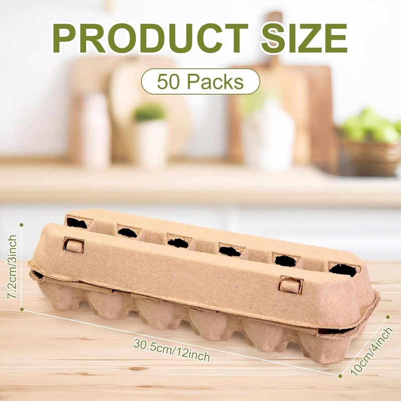 100 Pcs Air Vented Egg Cartons Bulk Holds up to 12 Eggs Strong Sturdy Natural... gallery