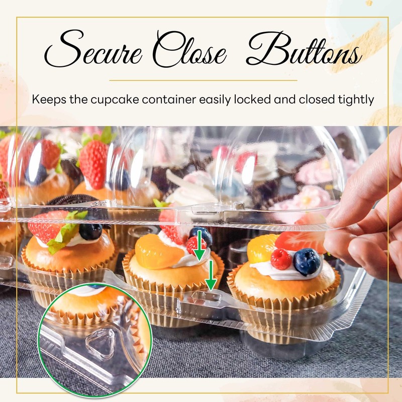 12 Count Cupcake Containers 6 Pack Cupcake Holders Plastic Clear Reusable Cup... gallery