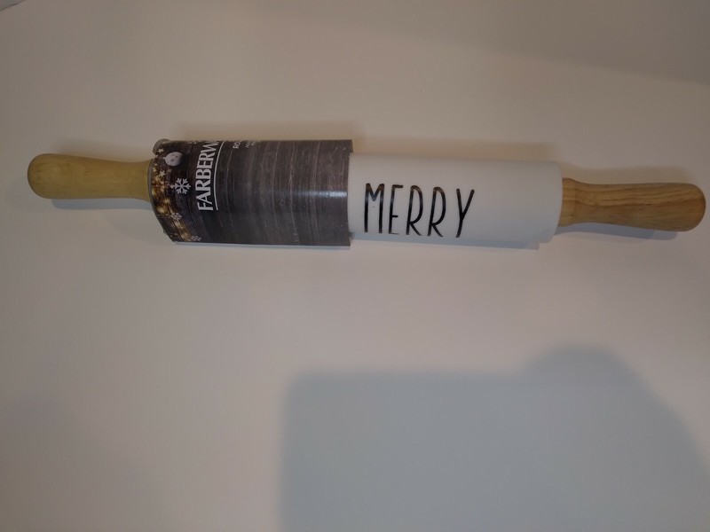 FARBERWARE Merry Silicone Rolling Pin with Wood Handles White gallery