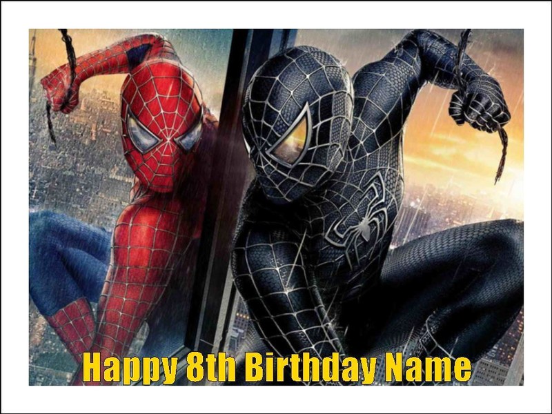 Spiderman Black Edible Cake Topper Icing Superhero Cake Decorations (3 Sizes) gallery