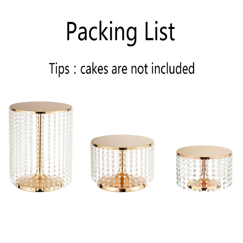 Gold Cake Stand Set of 3, Metal Mirror Cake Stand Cake Pedestal With Crystal ... gallery