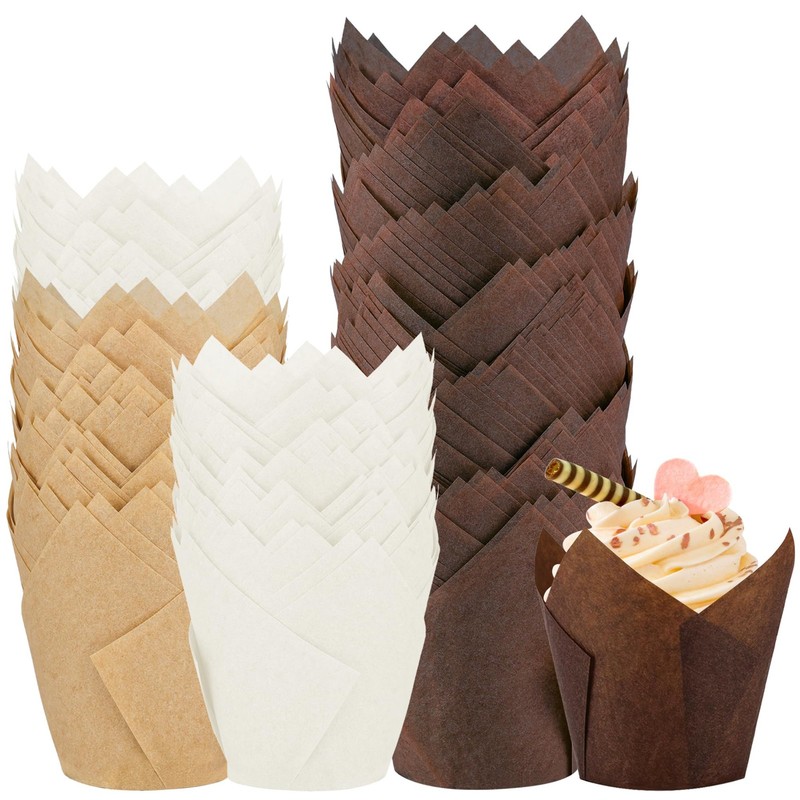 XPART 200PCS Tulip Cupcake Liners Parchment Baking Cups Muffin Wrappers Perfe...