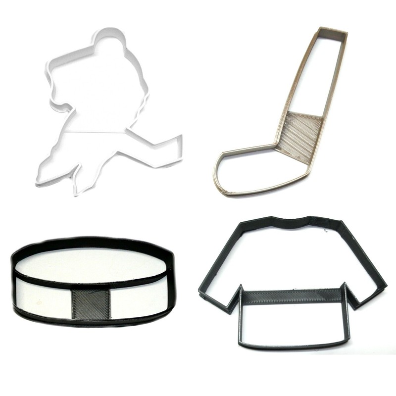 HOCKEY JERSEY STICK PUCK PLAYER SPORTS SET OF 4 COOKIE CUTTERS USA PR1899