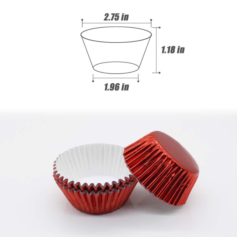 Cupcake Liners Red, Standard Size Red Foil Cupcake Liners Wrappers Metallic Baki gallery