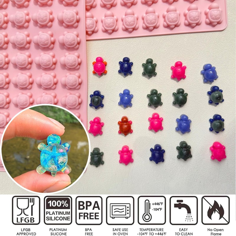 Mini Pink Sea Turtle Silicone Chocolate Mold 2 Pack 72 Cavity Silicone gallery