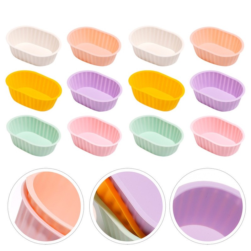 12pcs Elliptical Cheese Cake Mold - Nonstick Silicone Mousse Cake Mold - gallery