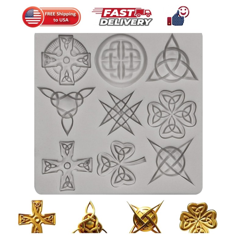 Celtic Knot Silicone Mold Cross Symbols 8.7 x 8.7 cm | 100% Silicone, Geometr…