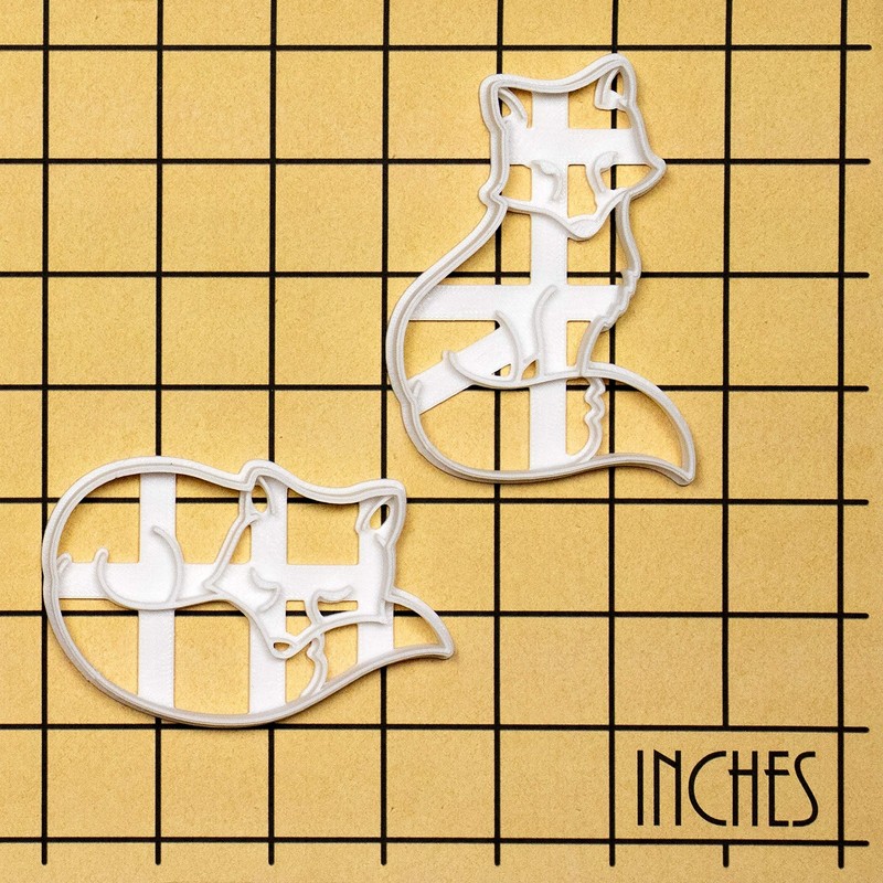 Set of 2 Fox cookie cutters (Designs: Fox Sleeeping and Sitting), 2 pieces - gallery