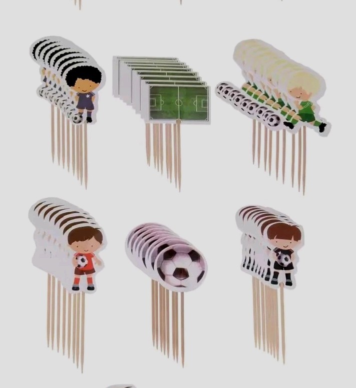 12 X Football Cake Picks Cupcake Toppers Football Birthday Party Decorations