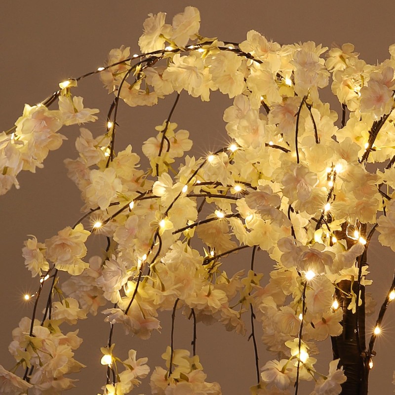 OUSHENG Lighted Cherry Blossom Tree LED Artificial Trees for 4FT, Warm White gallery