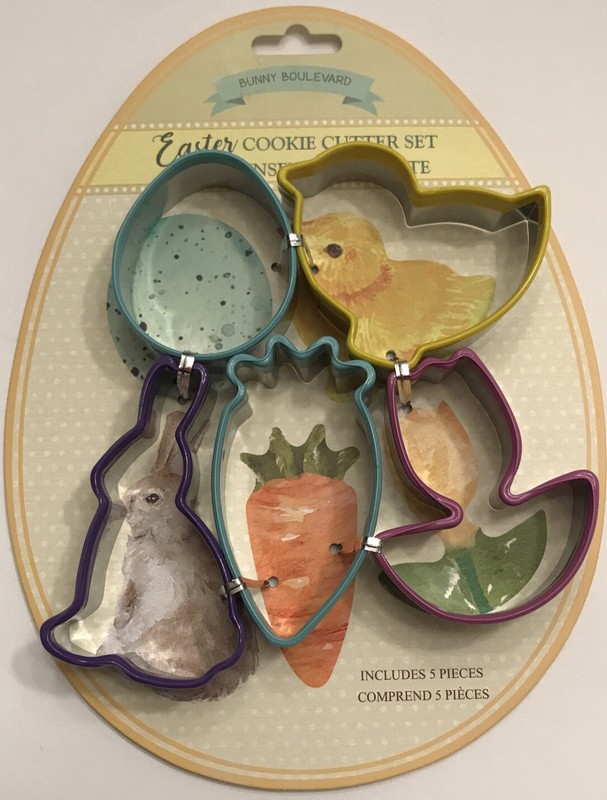 Metal Cookie Cutter Set 5 piece Spring Egg Rabbit Chick Carrot Tulip Easter BNIP gallery