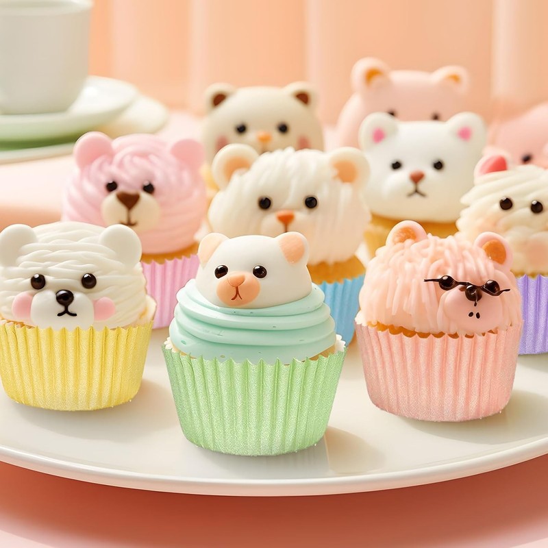 600Pcs Pastel Mini Cupcake Liners Colorful Baking Cups Pink Blue Purple Yellow gallery
